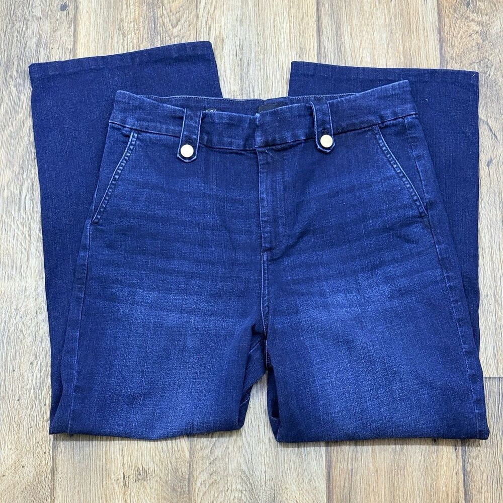 Talbots Jeans Womens 12 Wide Leg Button Denim Trouser High Rise - Picture 3 of 15